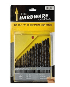 מקדחי HSS למתכת (19 יח') HARDWARE