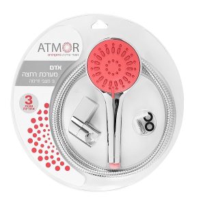 סט רחצה כרום "אודם" 3 מצבים אדום ATMOR סט רחצה כרום "אודם" 3 מצבים אדום ATMOR