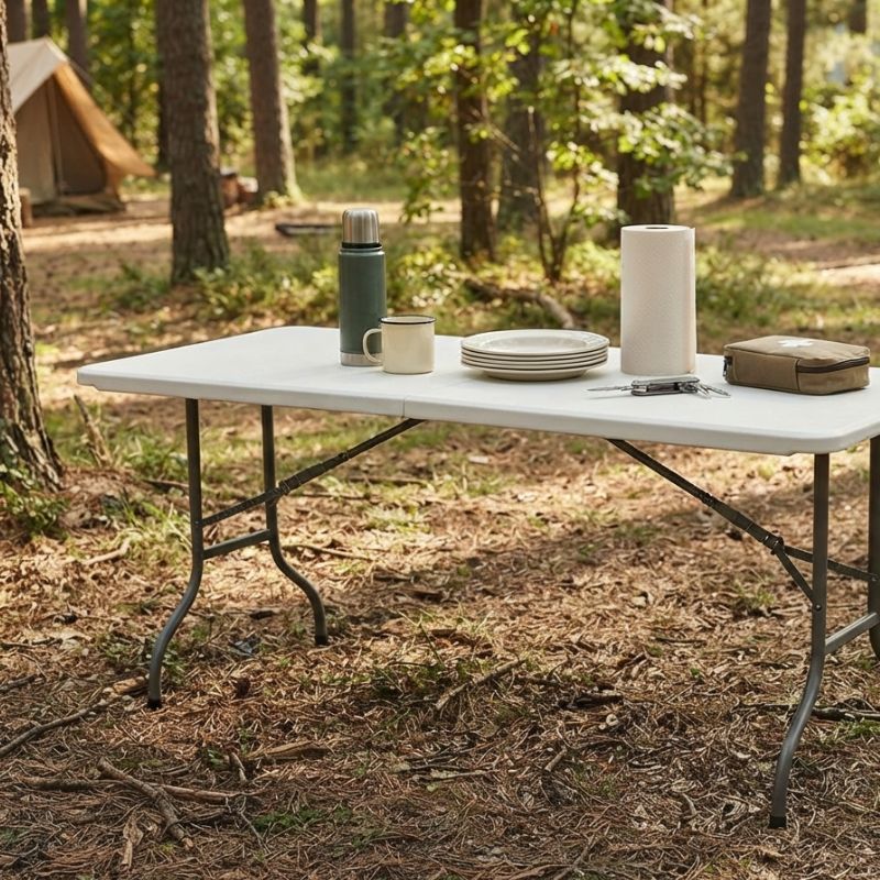 שולחן אירוח מתקפל למזוודה Folding Table לבן White אורך 2.44 כתר שולחן אירוח מתקפל למזוודה Folding Table לבן White אורך 2.44 כתר