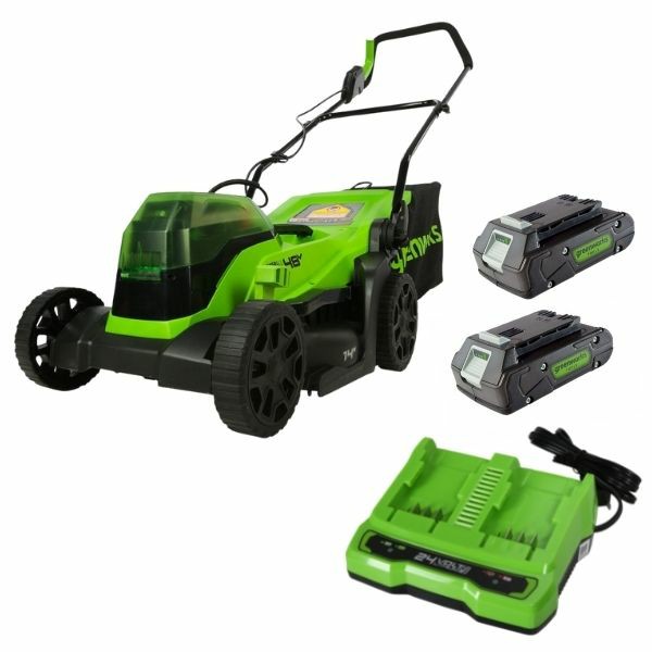 מכסחת דשא 36 ס"מ 48V (2X24V) עם 2 סוללות 2Ah +מטען Dual Port 2 Ah greenworks מכסחת דשא 36 ס"מ 48V (2X24V) עם 2 סוללות 2Ah +מטען Dual Port 2 Ah greenworks