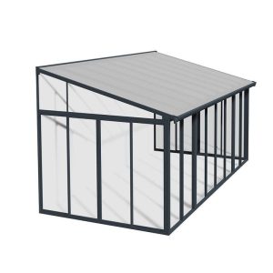 פרגולה אלומיניום סגורה SANREMO אפורה 3x5.6 עם קירוי שקוף מבית פלרם - Canopia פרגולה אלומיניום סגורה SANREMO אפורה 3x5.6 עם קירוי שקוף מבית פלרם - Canopia