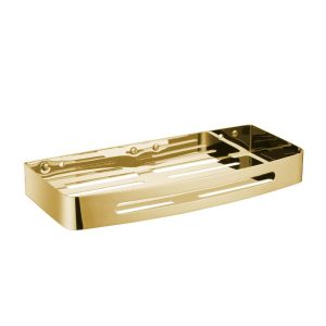 מדף למקלחת בהדבקה Set & Stick זהב מוברש מדף למקלחת בהדבקה Set & Stick זהב מוברש