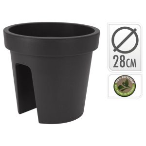 ביץ עציץ נתלה על מעקה 28X25 עגול צבע אפור כהה ביץ עציץ נתלה על מעקה 28X25 עגול צבע אפור כהה