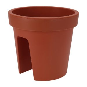 ביץ עציץ נתלה על מעקה 28X25 עגול צבע חמרה ביץ עציץ נתלה על מעקה 28X25 עגול צבע חמרה