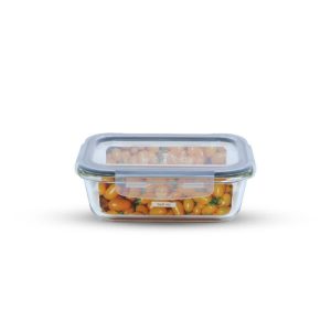 כלי אחסון זכוכית מלבנית מחוסמת 640 מ"ל GLASS CLOC מבית Food appeal
