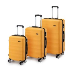 סט 3 מזוודות קשיחות לנסיעות Hard Shell Luggage Set 3 Pieces צבע צהוב Yellow