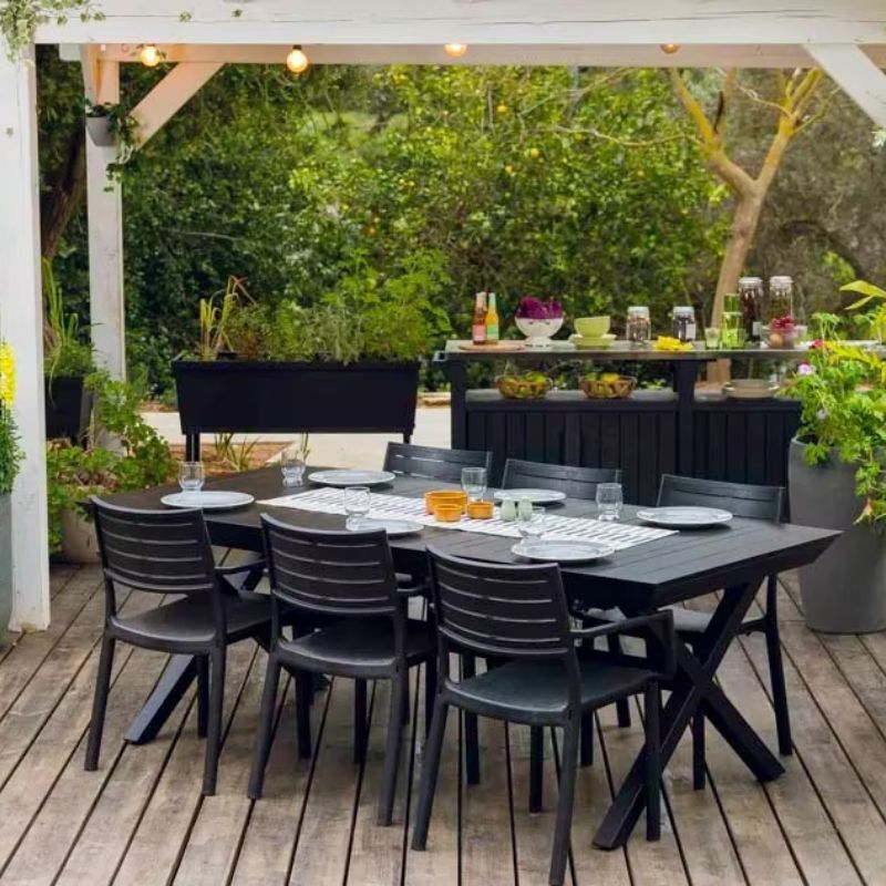 שולחן גינה נפתח ברצלונה מאלומיניום Barcelona Extendable Dining Table צבע אפור Grey שולחן גינה נפתח ברצלונה מאלומיניום Barcelona Extendable Dining Table צבע אפור Grey