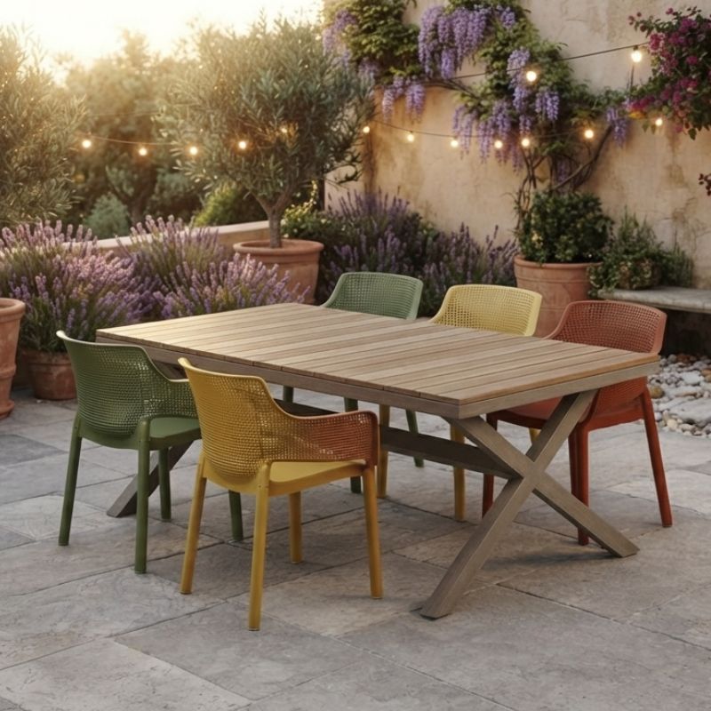 שולחן גינה נפתח ברצלונה מאלומיניום Barcelona Extendable Dining Table צבע אבן Stone שולחן גינה נפתח ברצלונה מאלומיניום Barcelona Extendable Dining Table צבע אבן Stone
