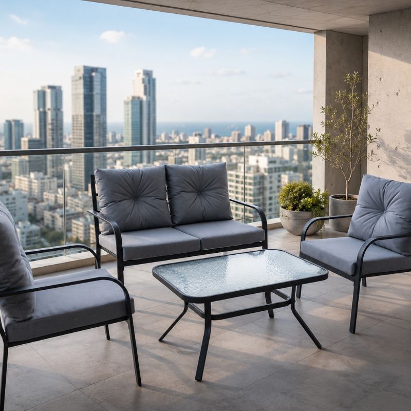 מערכת ישיבה למרפסת ולגן אורבן Urban צבע אפור Grey מערכת ישיבה למרפסת ולגן אורבן Urban צבע אפור Grey