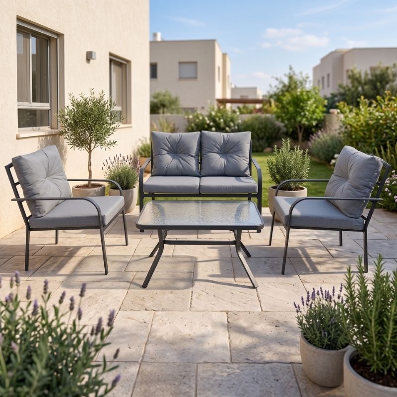 מערכת ישיבה למרפסת ולגן אורבן Urban צבע אפור Grey מערכת ישיבה למרפסת ולגן אורבן Urban צבע אפור Grey